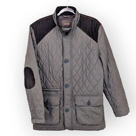 Tasso Elba Men's Field Jacket Quilted Corduroy Elbow Patch Brown‎ Sz Medium Coat - Picture 1 of 11